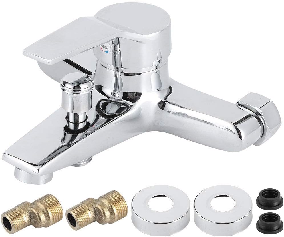 Shower Faucet Copper G1/2in Thread Wall Mounted Triple Mixer Tap Comfortable Grip for Household Bathroom Bathtub