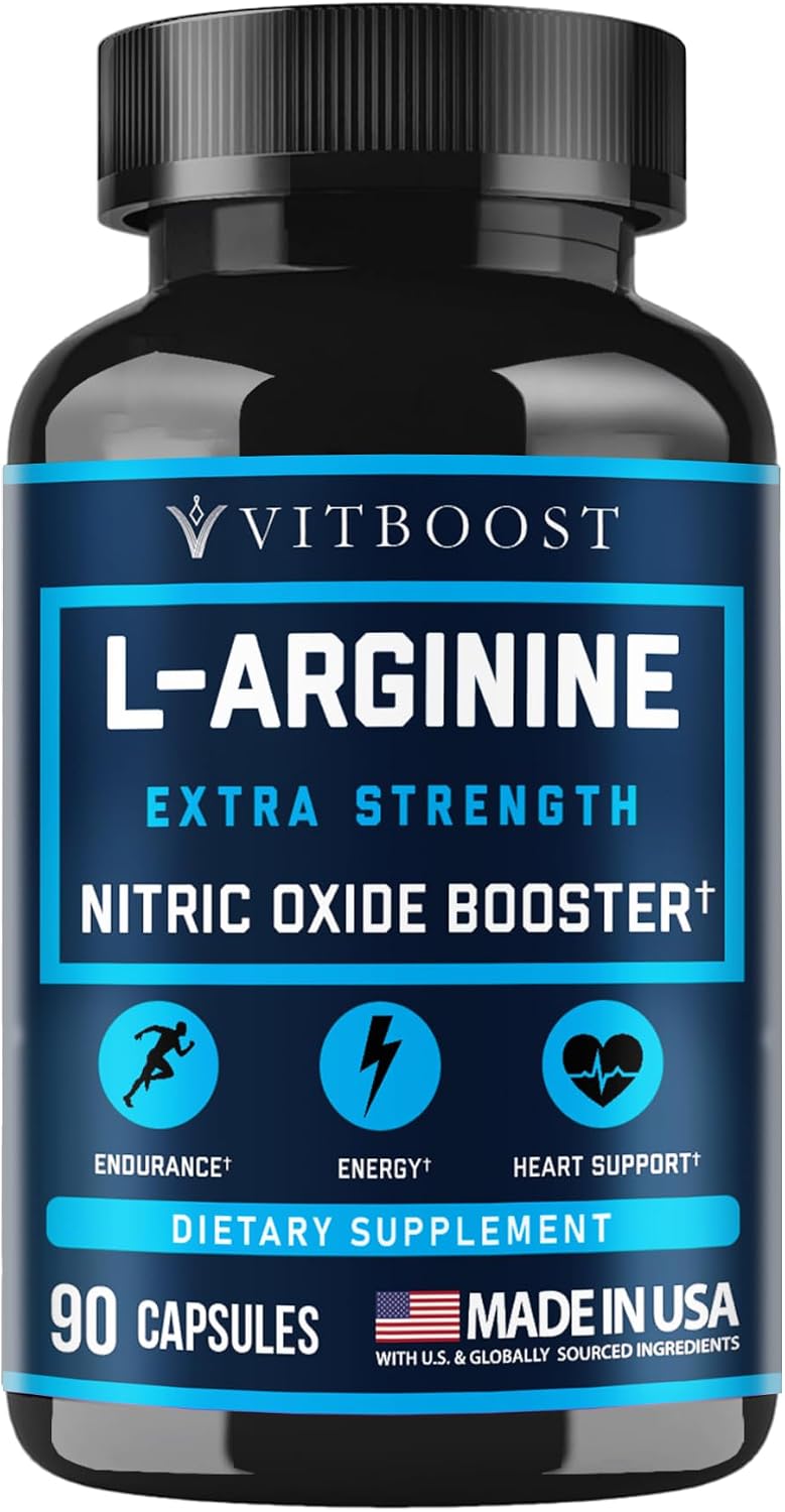 VITBOOST L Arginine Capsules with L-Citrulline 1500mg, 30 Days Supply, 90Ct