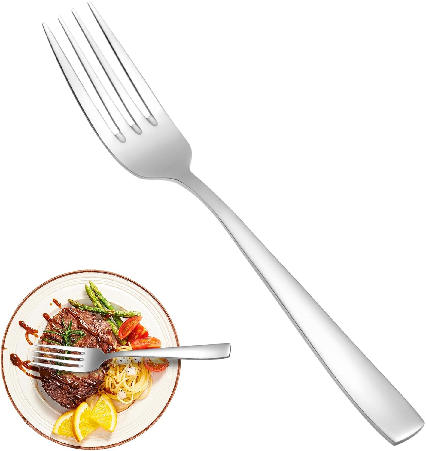 16 Piece Dinner Forks Set, Food Grade Extra-Fine Stainless Steel Dessert Salad Forks Silverware, Metal Forks for Home Kitchen Restaurant Hotel, 8 Inches, Mirror Finish & Dishwasher Safe