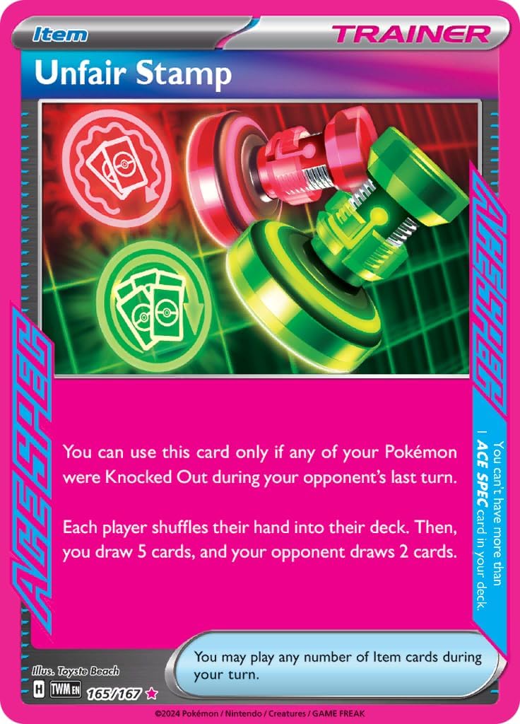 Pokemon Unfair Stamp 165/167 - Twilight Masquerade - Ace Spec Card