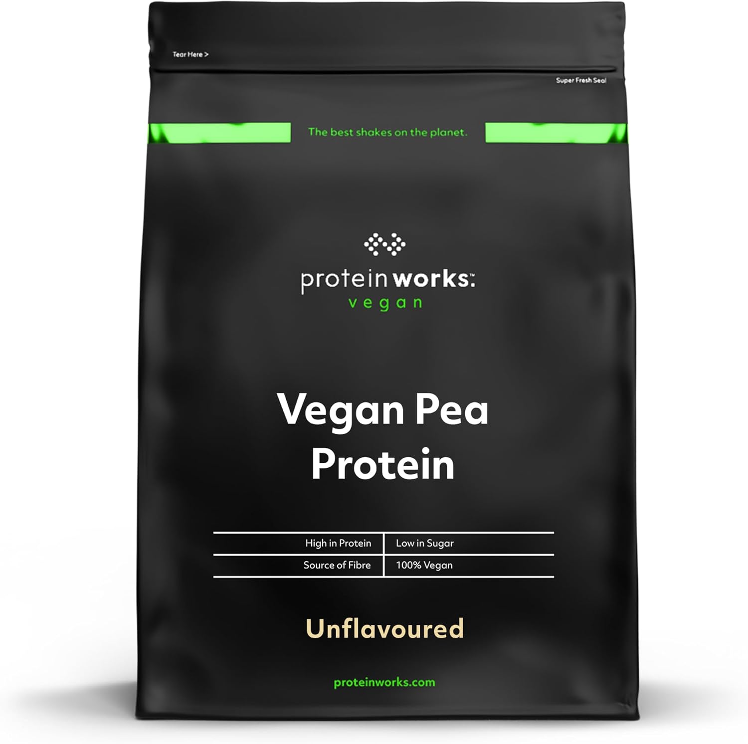 Protein Works - Vegan Pea Protein, Unflavoured, Premium Vegan Protein, Pea Protein Isolate, 24g Protein Per Serving, Low Fat, Low Carbs, 100% Plant-Based & Natural, 33 Servings, 1kg