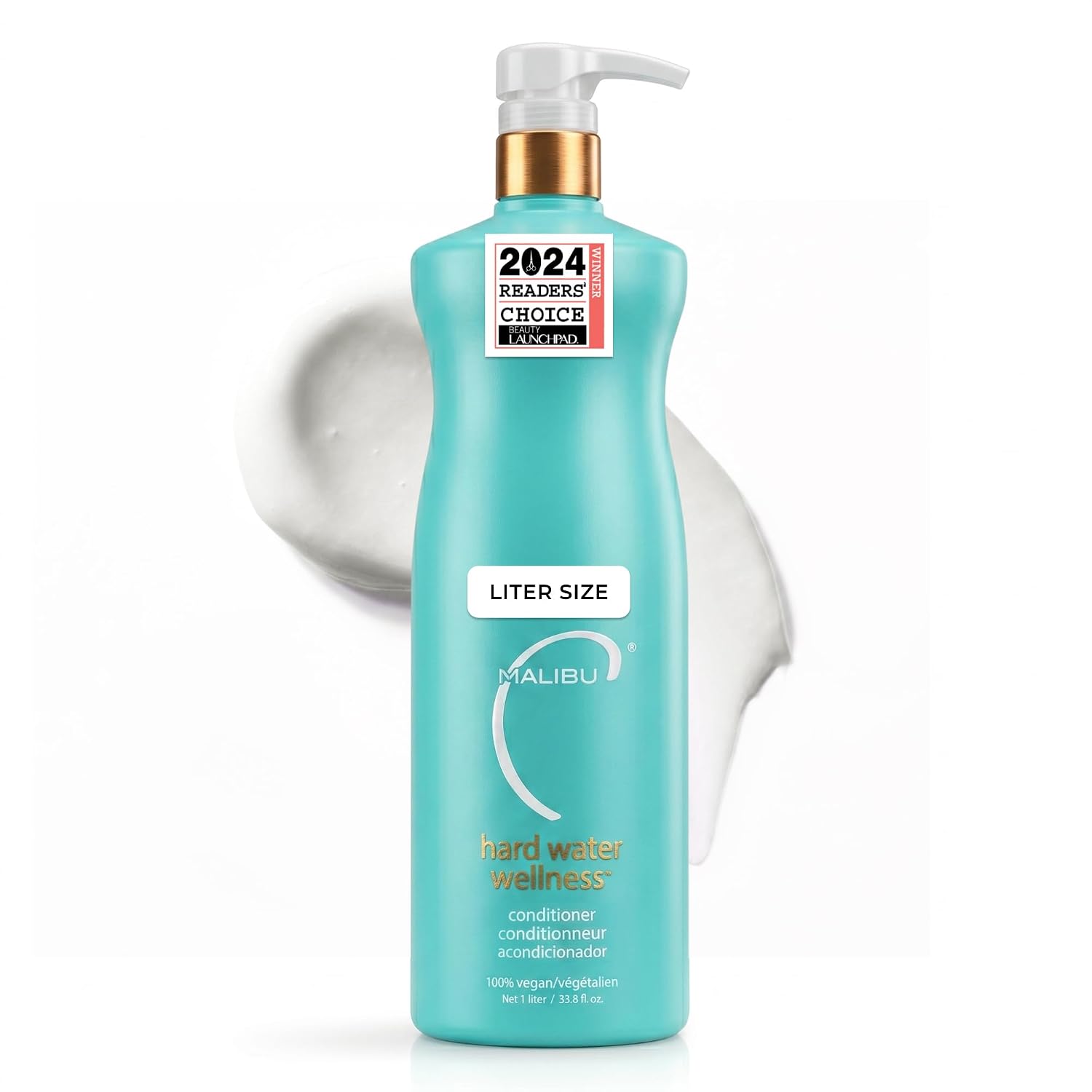 Malibu C Hard Water Wellness Hair Conditioner - Sulfate Free Conditioner that Increases Moisture & Shine - Protects Hair from Waterborne Elements (33.8 oz)