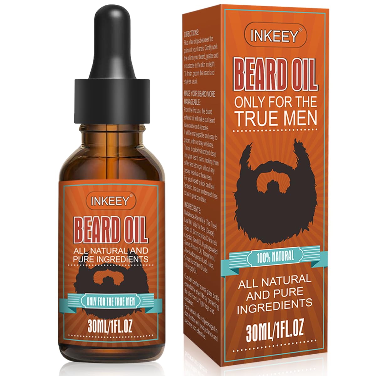Beard Growth Oil for Men - Beard Conditioner Oil Rich in JOJOBA Oil & Sweet Almond Oil Multiple Natural Extracts - Beard Softener and Care-Strengthens & Moisturizes Beard (1 Fl Oz, Azure)