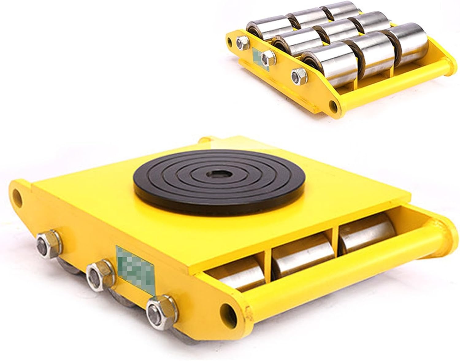 Heavy Duty Equipment Machine Moving Skate Dolly, 360° Swivel Anti-Slip Pad and Steel Wheels, Industrial Cargo Trolley for Factory, Warehouse, Workshop(15T/33069LB)