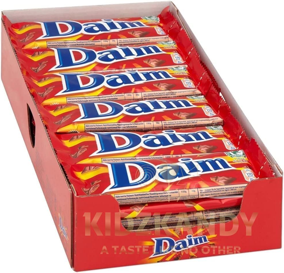 Daim Chocolate Bar 28 gram Each Bar Pack of 24 Boxed Packed Famous Swedish Chocolate Bar Ideal Present for Christmas, Birthday | Swedish Daim Bar with Roasted Almond Chocolate