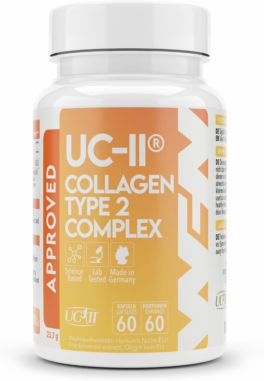 WFN Approved UC-II - Undenatured Type 2 Collagen – 60 Capsules – Joint Complex with UC II Collagen, Vitamin C and Boswellia serrata – Produced & Tested in Germany