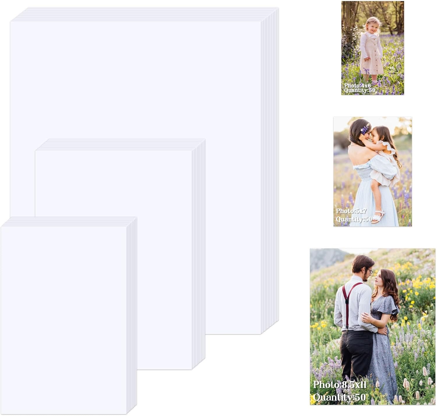 ZBEIVAN Photo Paper 4x6, 5x7, 8.5x11 inch, Glossy Photo Paper 150 Sheets, Inkjet Printer Photo Paper for Dye Ink, 200 GSM (50 Sheets 4x6, 50 Sheets 5x7, 50 Sheets 8.5x11)