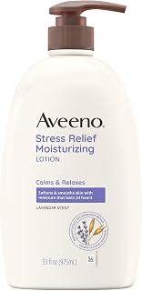 Aveeno Stress Relief Moisturizing Body Lotion with Lavender Scent, to help you feel Calm and Relaxed, Hydrating Body Lotion for Dry Skin, 33 FL OZ