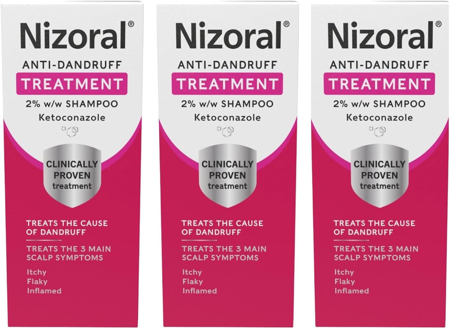 Nizoral Anti Dandruff Shampoo Ketoconazole Treatments Fragrance Free 3 x 60ml