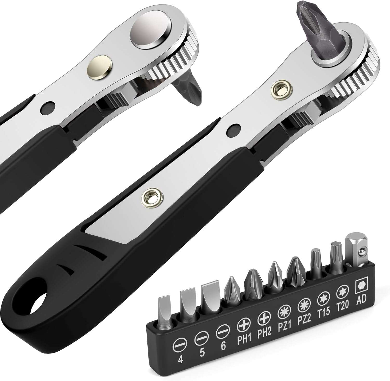 OSDUE Mini Ratchet Wrench, Right Angle Phillips Magnetic Screwdriver for Awkward Spaces, with 1/4 Inch Drive High Torque Offset Reversible Mini Ratcheting Offset Screwdriver