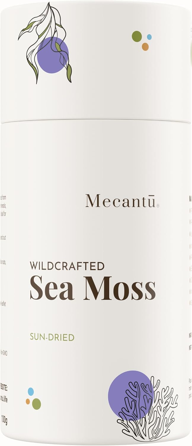 Mecantu® Purple Sun-Dried Sea Moss Perfect for Vegan Recipes, Drinks, Gel & Powder | Generous 100g Pack for 2+ Months of Wellness