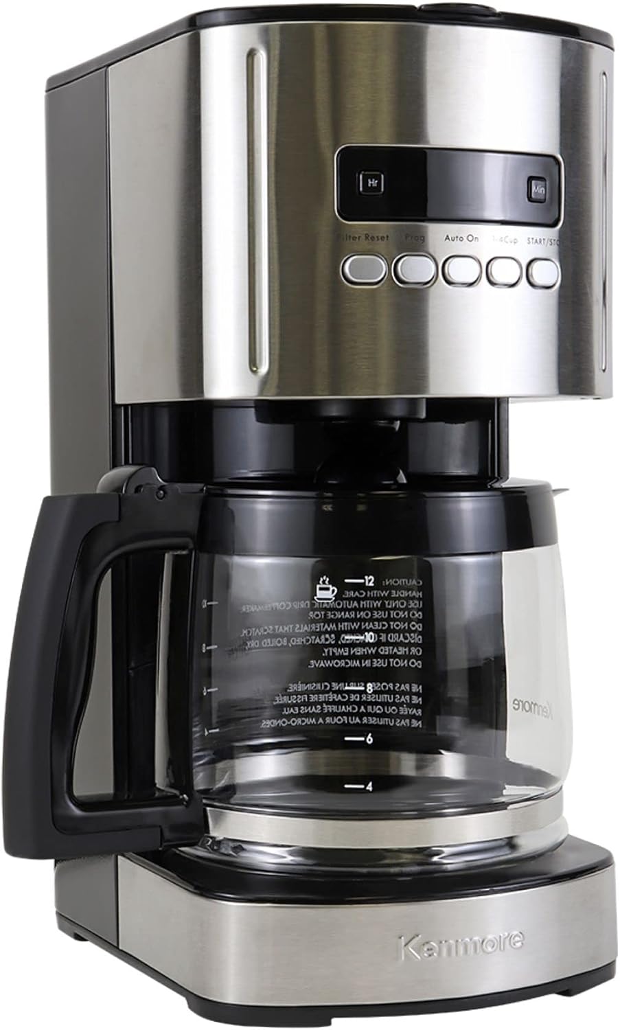 Drip Coffee Maker Machine 12-cup 1.8L Programmable Filter Coffee Machines with Timer Fast Brewing Technology, Reusable Filter Glass Carafe Digital Display Charcoal Water Filter Black by Kenmore