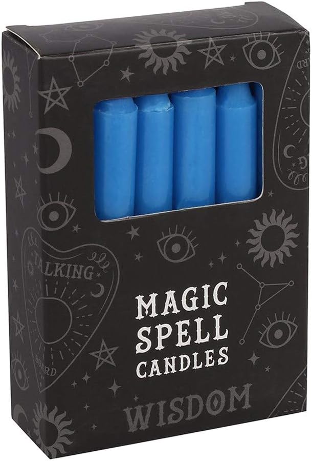 Grindstore Magic Spell-Wisdom Set of 12 Blue Candles 10cm, 10.3 x 7.3 x 2.5 cms