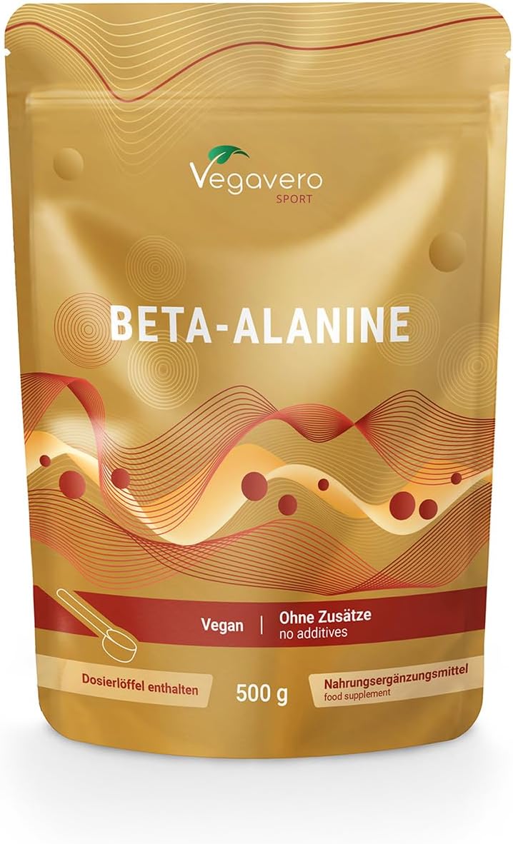 Vegavero Beta Alanine 3000 mg | Premium Vegan Pre Workout Powder | 166 Servings – 500 G | 100% Pure Beta-Alanine | NO Additives
