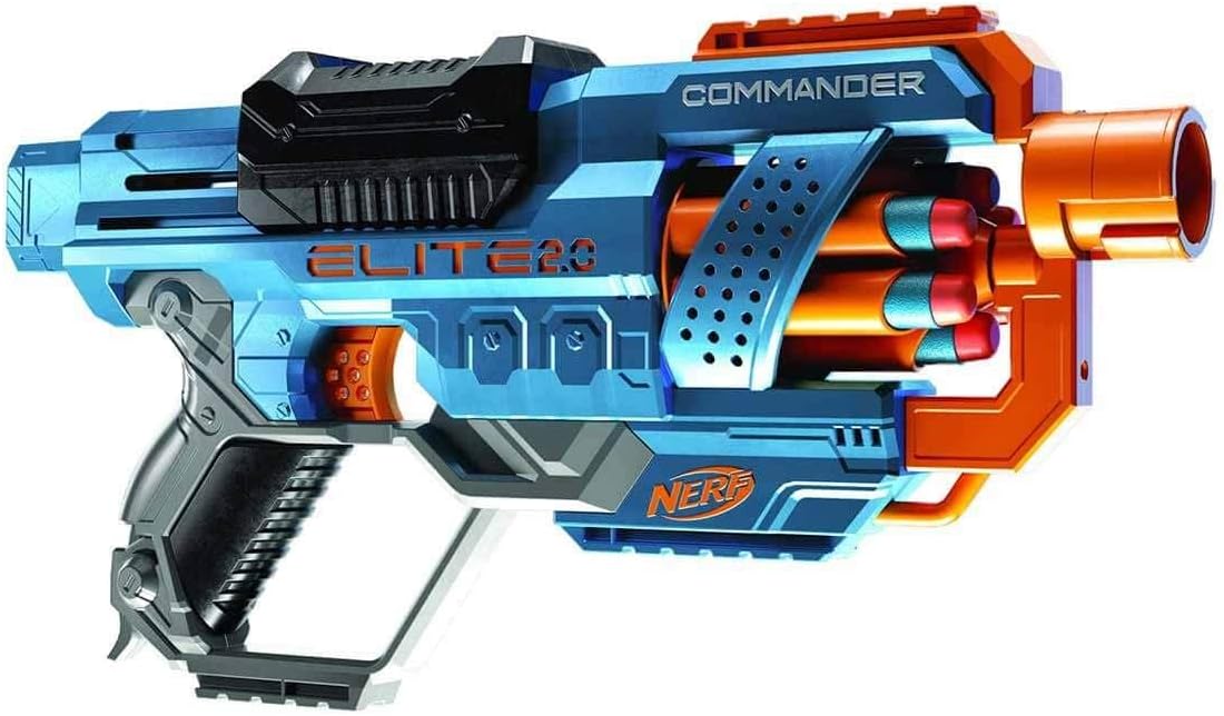 Nerf Elite 2.0 Commander RD-6 Blaster Toy for Kids Age 8+, Dart Launcher with 12 Nerf Elite Foam Darts and a 6-Dart Rotating Drum