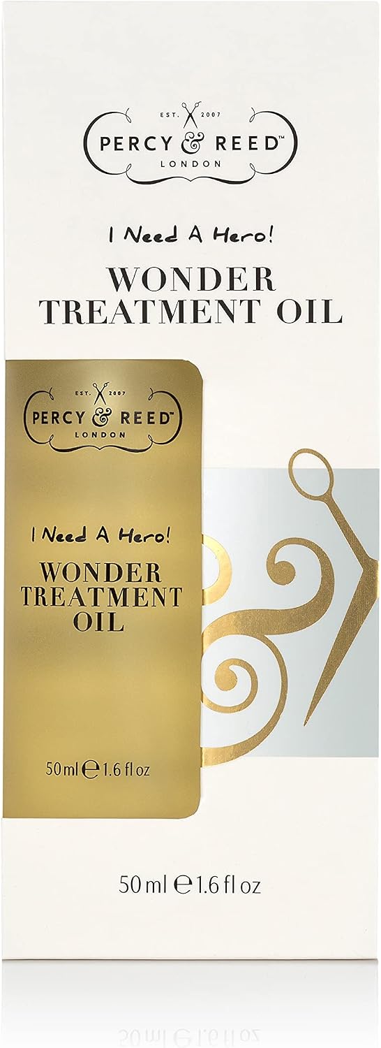 Percy & Reed Wonder Treatment Oil 50ml, Hair Oil for Dry Damaged Hair, Lightweight Leave In, Rehydrates, Strengthens, Tames Frizz, Flyaways, Split Ends, Restores Shine, I Need A Hero Collection