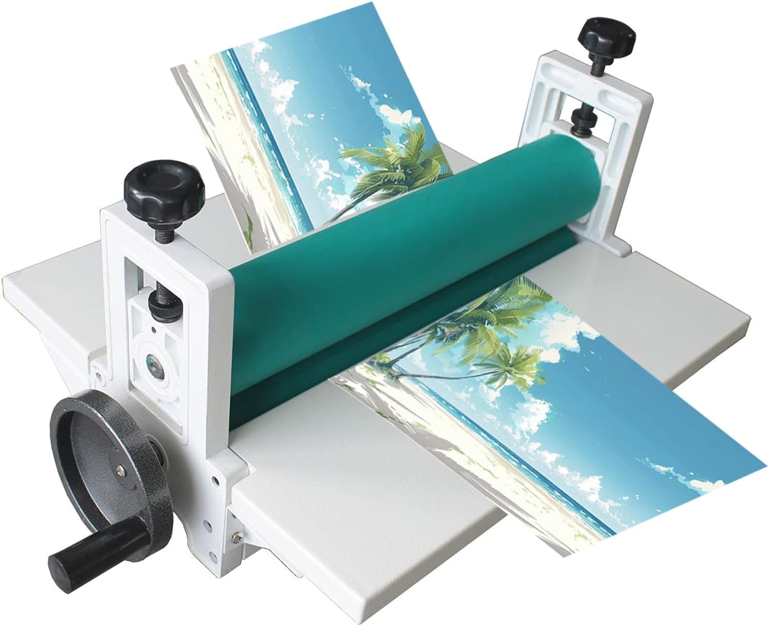 INTBUYING 14in Cold Laminator Machine Only Cold Laminating Machine with Crank Manual Roll Laminator Machine Max 14 in Film 0.4In Thickness for Commercial Personal Office