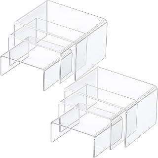 Chuangdi 2 Sets Acrylic Display Risers, Product Stand, Jewelry Display Riser Shelf Showcase Fixtures for Dessert Cupcake Candy Figure Treat Action Display (Clear)