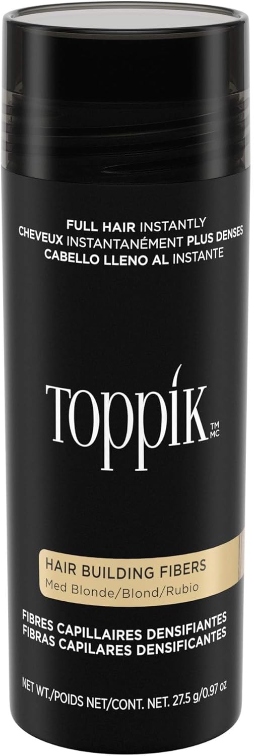 TOPPIK Densifying Hair Fibers based on Keratin, Medium Blonde / Blonde / Rubio – To densify Roots, Front Line, Beard, Baldness - for Men and Women