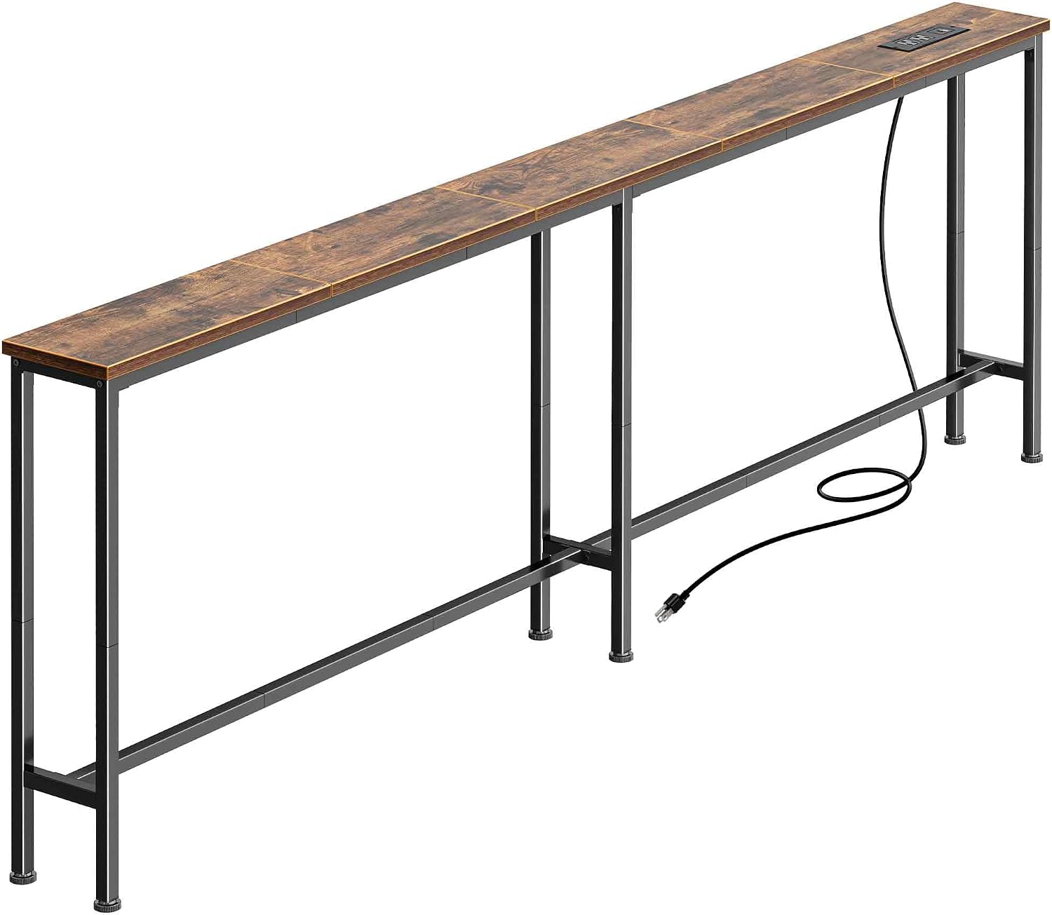 Huuger 70.8 Inch Console Table, Skinny Sofa Table with Charging Station