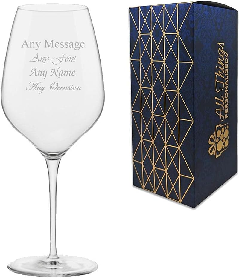 Personalised Engraved 650ml Inalto TRE Sensi Extra Large Wine Glass, Gift Boxed, Perfect for Any Wine Lover
