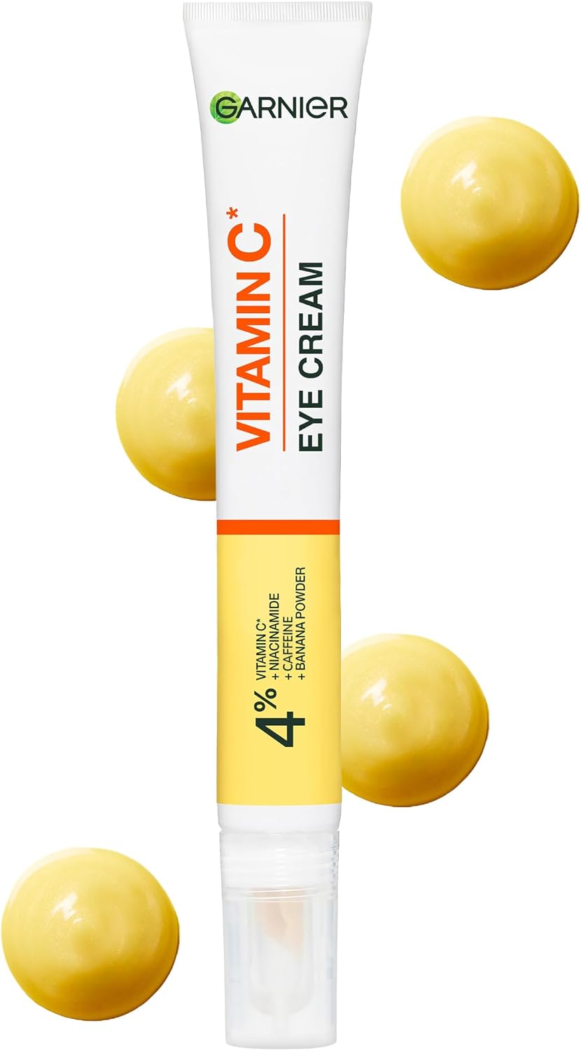 Garnier Vitamin C* Brightening Eye Cream for Dark Circles & Under Eye, 15ml | With Niacinamide, Banana Powder & Caffeine, Brightening Eye Treatment, Targets Puffiness, Radiant Healthy Skin