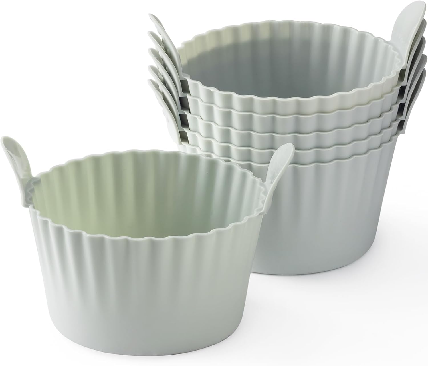 Bakecat Ramekins for Air Fryer, Air Fryer Egg Mould, Large Muffin Cases for Air Fryer (Pack of 6), Grey