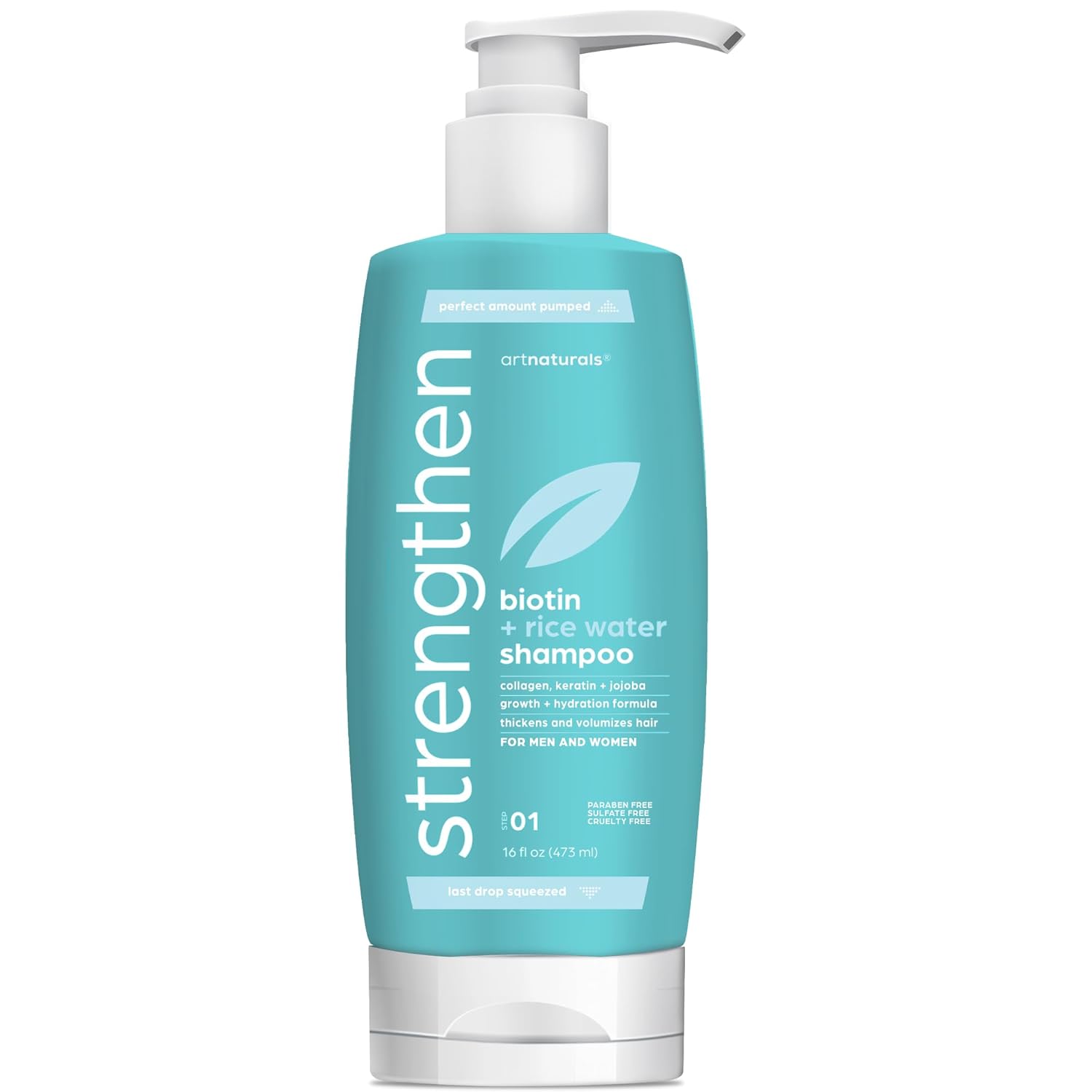 Artnaturals Rice Water + Biotin Shampoo - (16 Fl Oz / 473ml) - Sulfate Free – Dual Bottle -Made with Banana, Quinoa, and Coconut to Promote Strength, Shine, and Growth