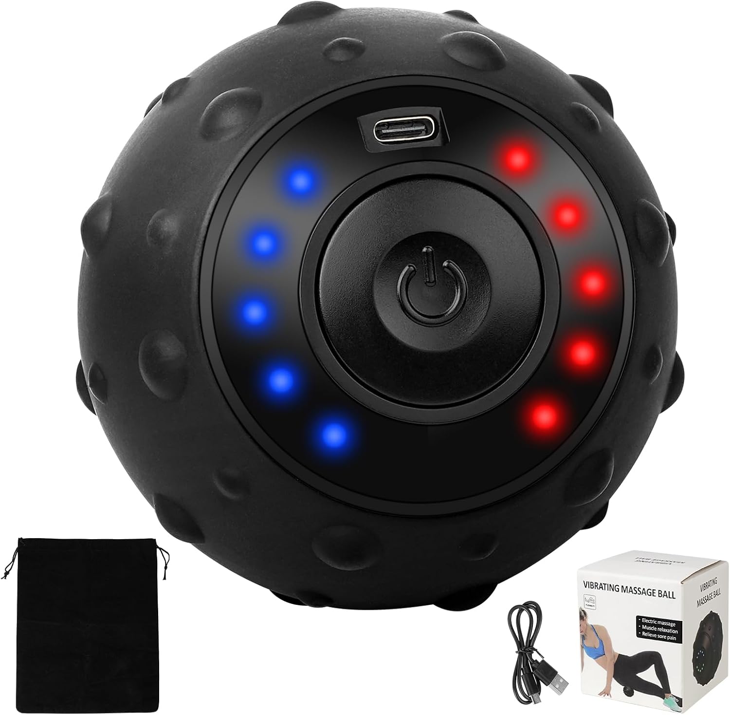 Upgraded 5-Gear Vibrating Massage Ball, Rechargable Massage Vibrating Ball for Fitness, Training, Therapy and Relaxation
