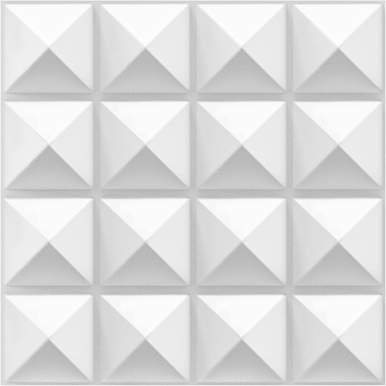 TroyStudio Acoustic Sound Diffuser Panel - 12 X 12 X 1 Inches Pack of 8, Plastic Studio Diffuser Wall Art Panels, Acoustical Treatments Diffusor for Wall & Ceiling Decor (Pyramid, White)