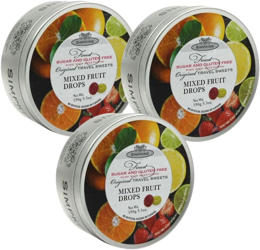 Simpkins Sugar Free Mixed Fruit Travel Sweets, 150g, Pack of 3