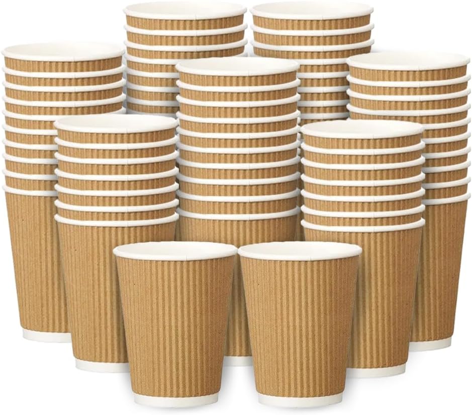 Zuvo Ripple Takeaway Paper Coffee Cups [30 Cups - 8 OZ] Best for Coffee Cups Hot Drinks - NO LIDS, Brown