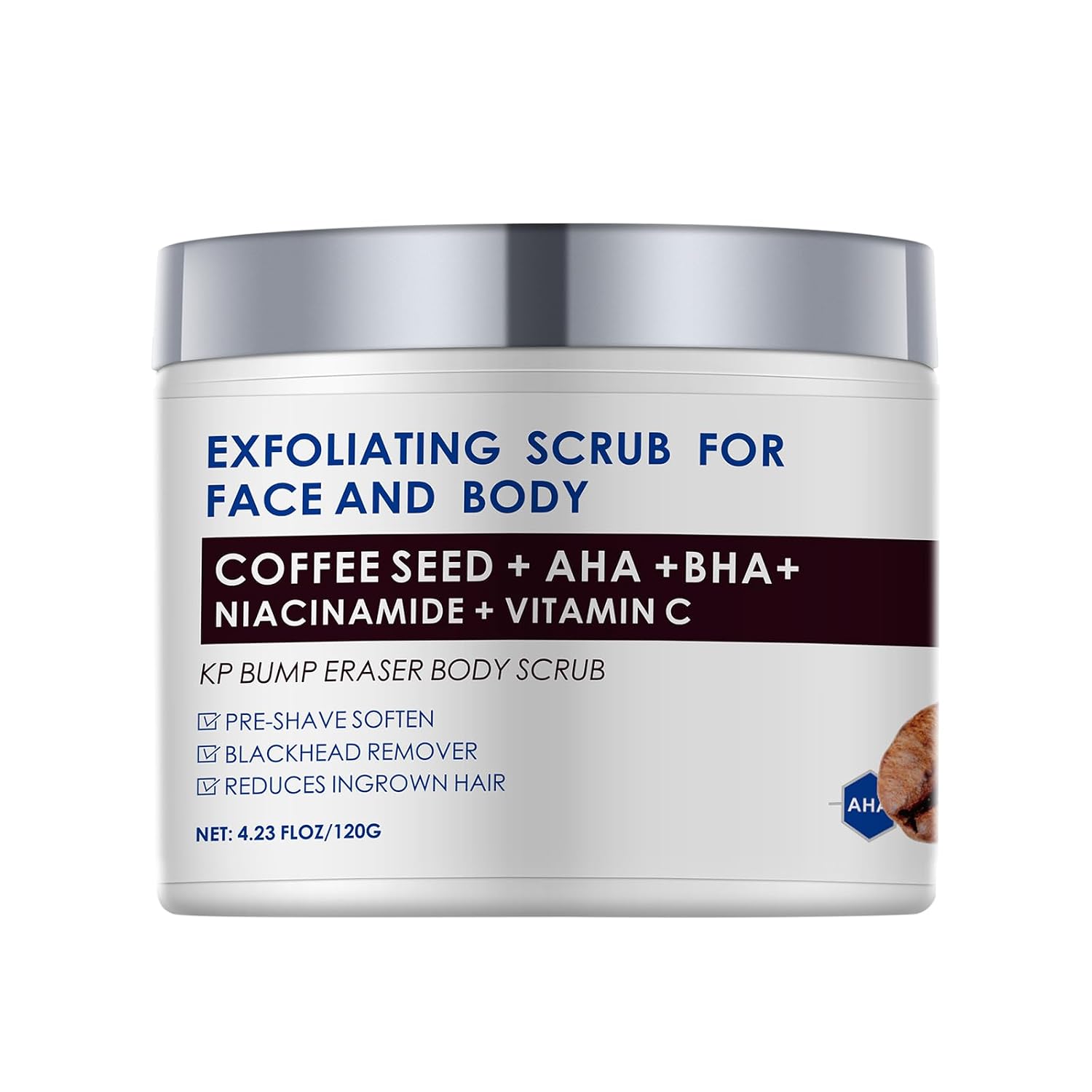 KP Bump Eraser Body Scrub with 10% AHA BHA Ingrown Hair Treatment, Keratosis Pilaris Treatment Exfoliating Body Scrub Face Scrub for Men&Women, Body Exfoliator Exfoliant for Strawberry Leg Pre-shaven