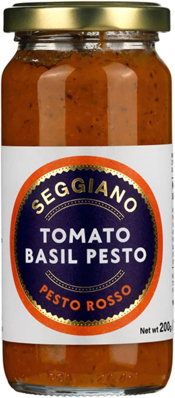 Seggiano Tomato Pesto 200g - Vegan, GMO Free, Gluten Free, Wheat Free, Raw, Vegetarian And Suitable for Coeliacs - Product of Sicily And Great on Pasta