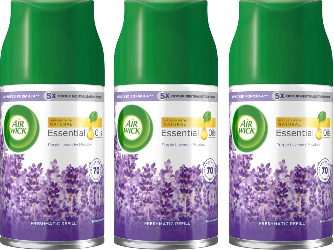 Air Wick Freshmatic Max Purple Lavender Meadow Automatic Refill, 3 x 250ml