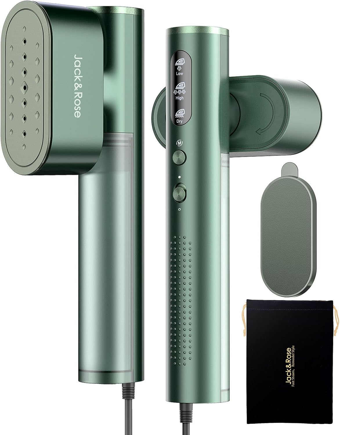 Jack ＆ Rose Clothes Steamer,100-240V Dual Voltage Travel Steamer Clothing, 15s Fast Heat Up,Portable Handheld Steamer for Clothes,2 in 1 Garment Steamer&Iron for Global,UK& Europe Travel,Home