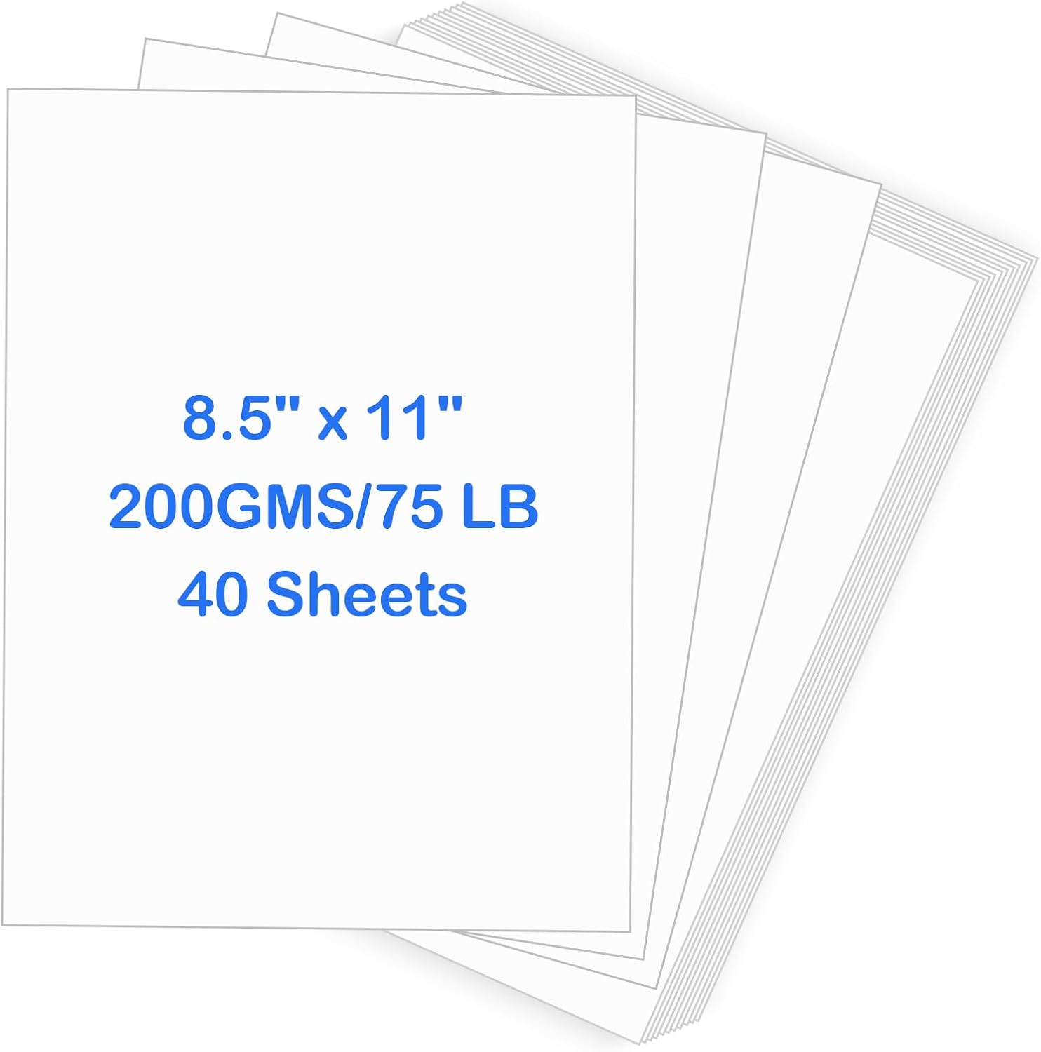 White Cardstock,40 Sheets Heavy Cardstock, 8.5" x 11" Thick Printable Cardstock, 75 lb /200gsm Cardstock Paper for Invitations, Business Cards, Postcards, Crafts, Art, Wedding, DIY Cards