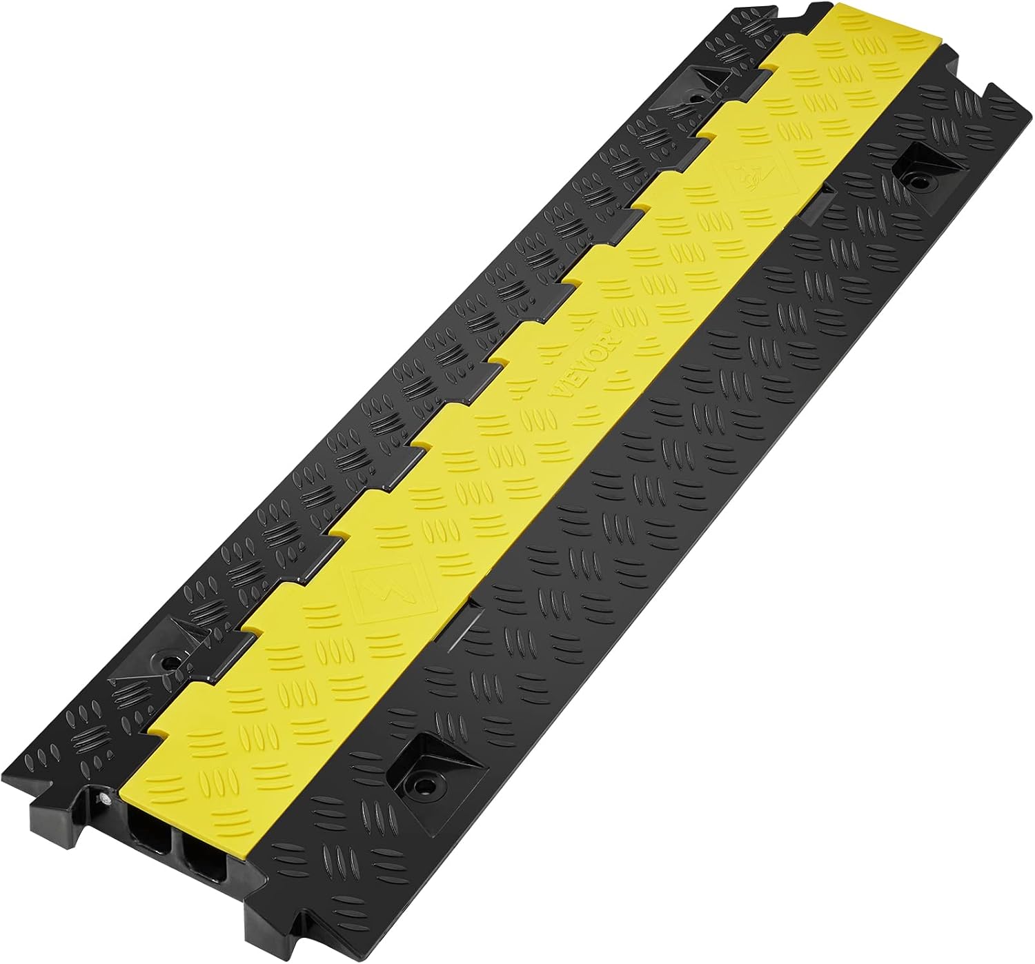 VEVOR Cable Protector Ramp, 2 Channel, 22000 lbs/axle Capacity Heavy Duty TPU Wire Cord Cover Ramp Hose Protector Ramp Driveway, Traffic Speed Bump w/TPR Flip-Open Top Cover, for Indoor & Outdoor