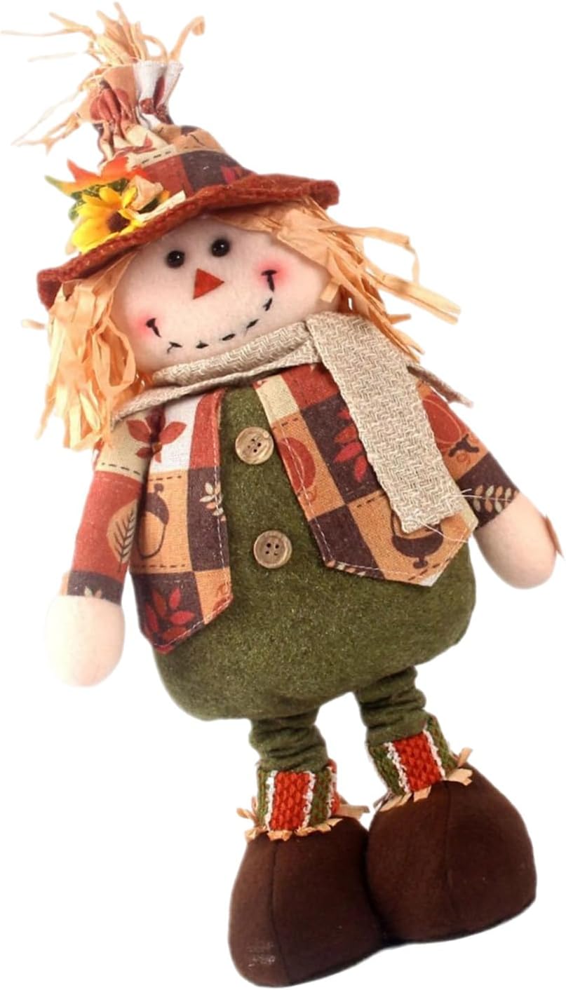 FIRSTXIU Fall Themed Scarecrows Plush Dolls With Extendable Legs For Farmhouses Desktop Decors Thanksgiving Harvest Ornament Farmhouses Ornament