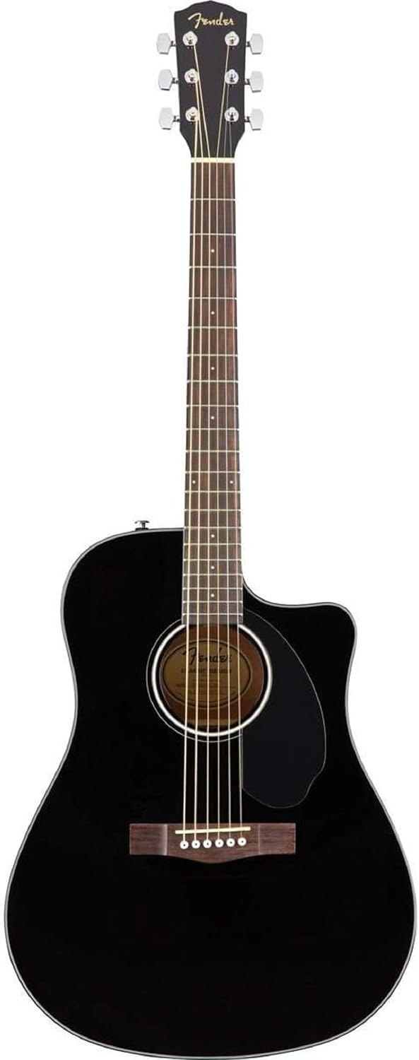 Fender CD-60SCE Dreadnought, Walnut Fingerboard, Black, Comes with Free Virtual Lessons