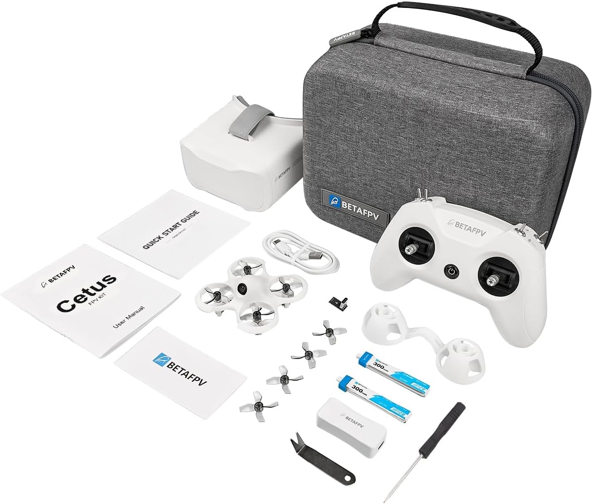 BETAFPV Cetus FPV RTF Drone Kit for Brushed Racing Drone, with LiteRadio 2 SE Transmitter VR02 FPV Goggles, Fly FPV Drone Kit for Beginners to Fly Faster Further