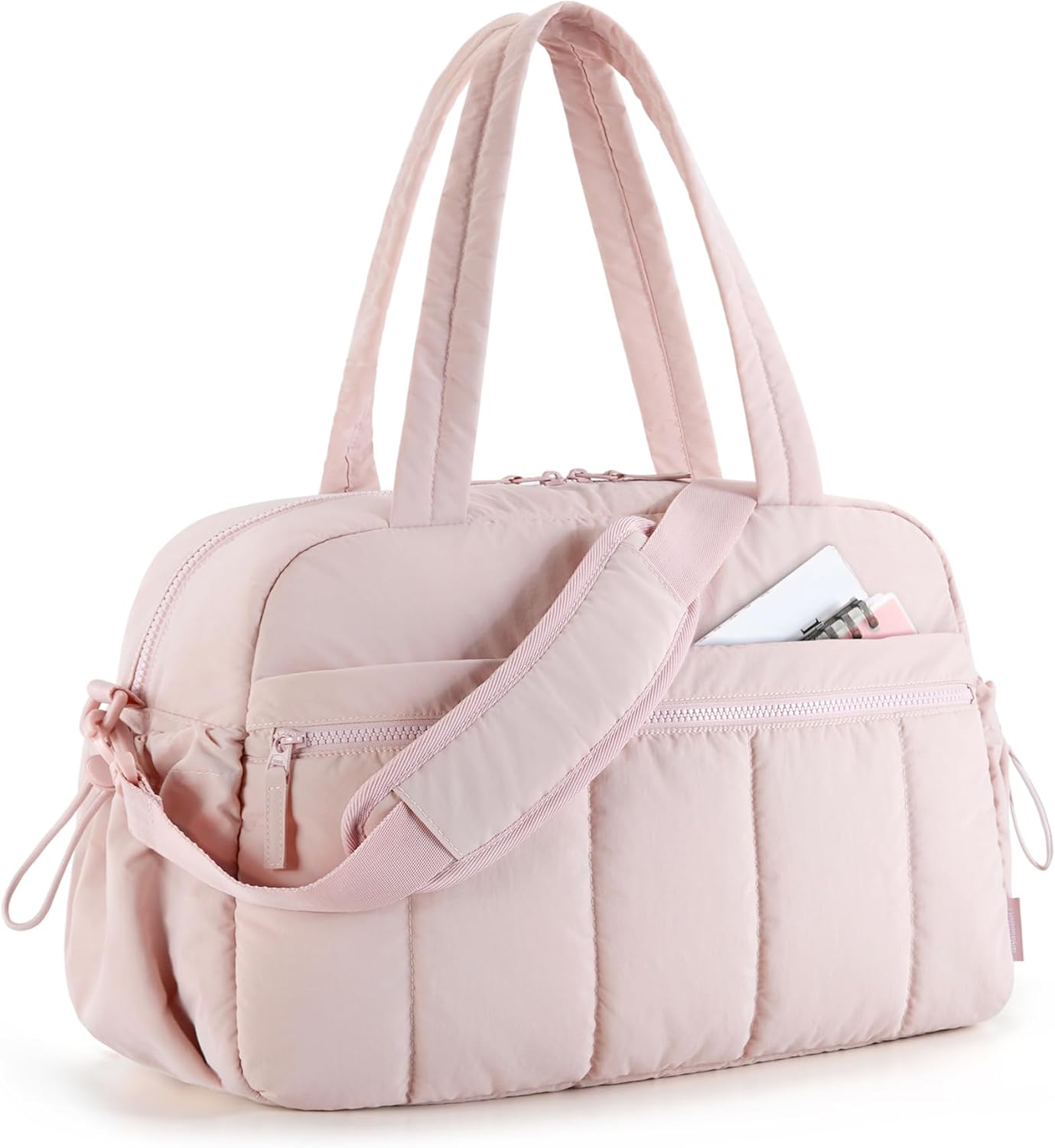BAGSMART Women's Gym Bag with Wet Pocket, Ultra Lightweight Travel Duffle with Trolley Sleeve, Carry-On Weekend Bag, Water-Resistant, Pink