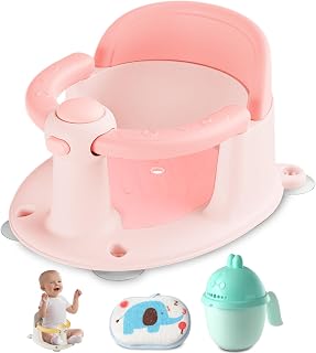 Baby Bath Seat, Bath Seat for Baby 6 Month & up, Baby Bath tub Seat with Suction Cups, Non-Slip, Detachable, Pink