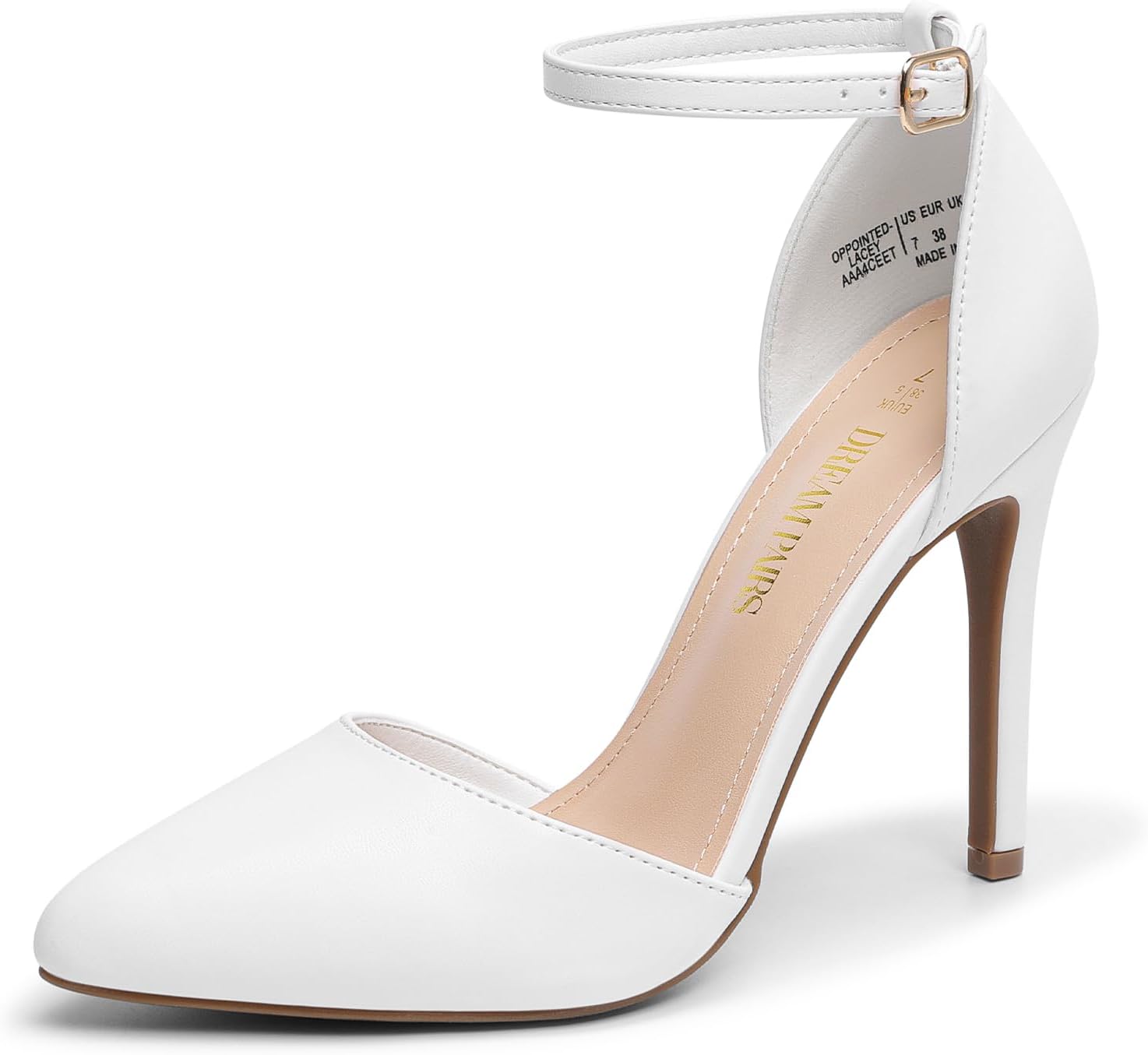 DREAM PAIRS Wedding Stiletto Shoes, Toe Ankle Strap High Heel Party Shoes, Size 40.5, Gold/Glitter, Oppointed_Lacey