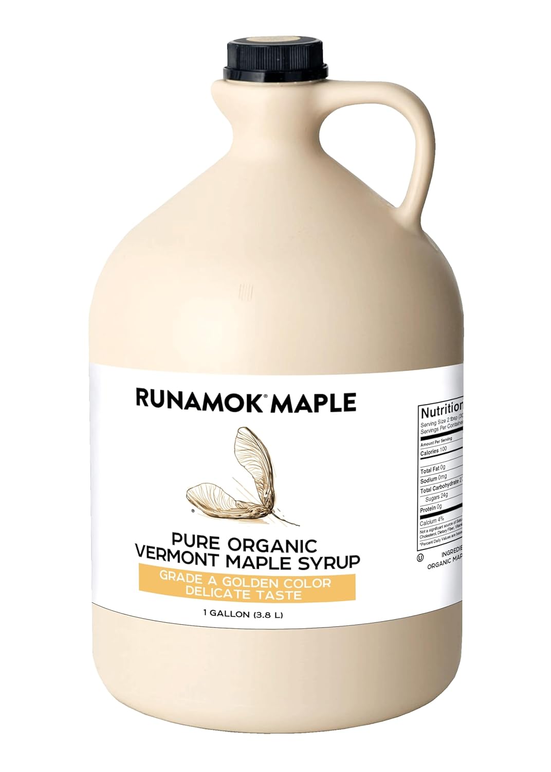 Runamok Organic Maple Syrup, Grade A Golden, 1 Gallon, Vermont, Pure Natural Sweetener