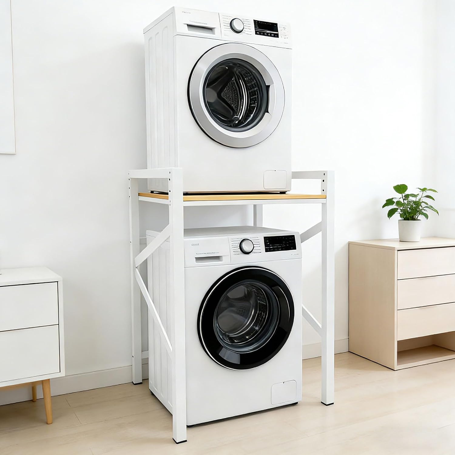 Washer Dryer Stand Stacking Kits, 3 Level Height Adjustment, 400KG Load Capacity, Space Saving Pedestal Washing Machine Stand with Adjustable Feet for Bathrooms, Balcony Laundry and Kitchen