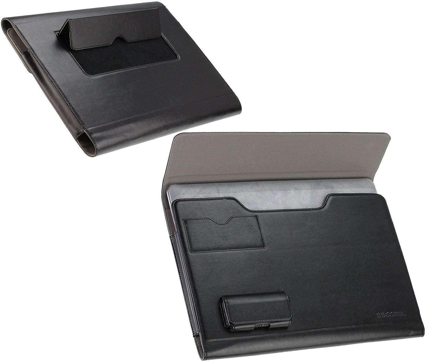 Broonel Black Leather Folio Case - Compatible With LEEDOW 15.6" Laptop