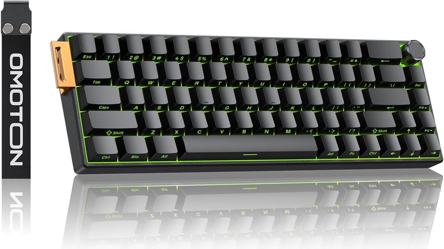 OMOTON 65% Aluminum Mechanical Gaming Keyboard, Hall Effect Magnetic Switch Keyboard Wired, 0.01ms Rapid Trigger, PBT Side-Printed Keycaps, RGB, Knob, for FPS Gamer PC/PS4/Mac/Win, Black