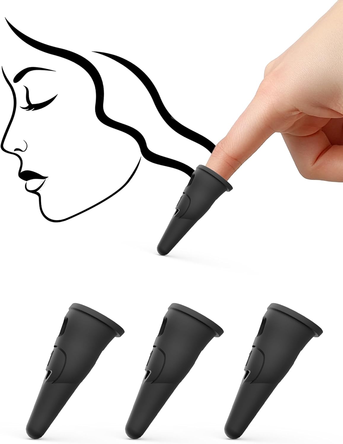 MEKO Stylus Pens for Touch Screens 4 Pack, Rubber Finger Tablet Stylus, High Precision Capacitive Stylus Pen for iPhone/iPad/Pro/Mini/Air/Samsung/Google/Motorola (Finger circumference More than 6 cm)