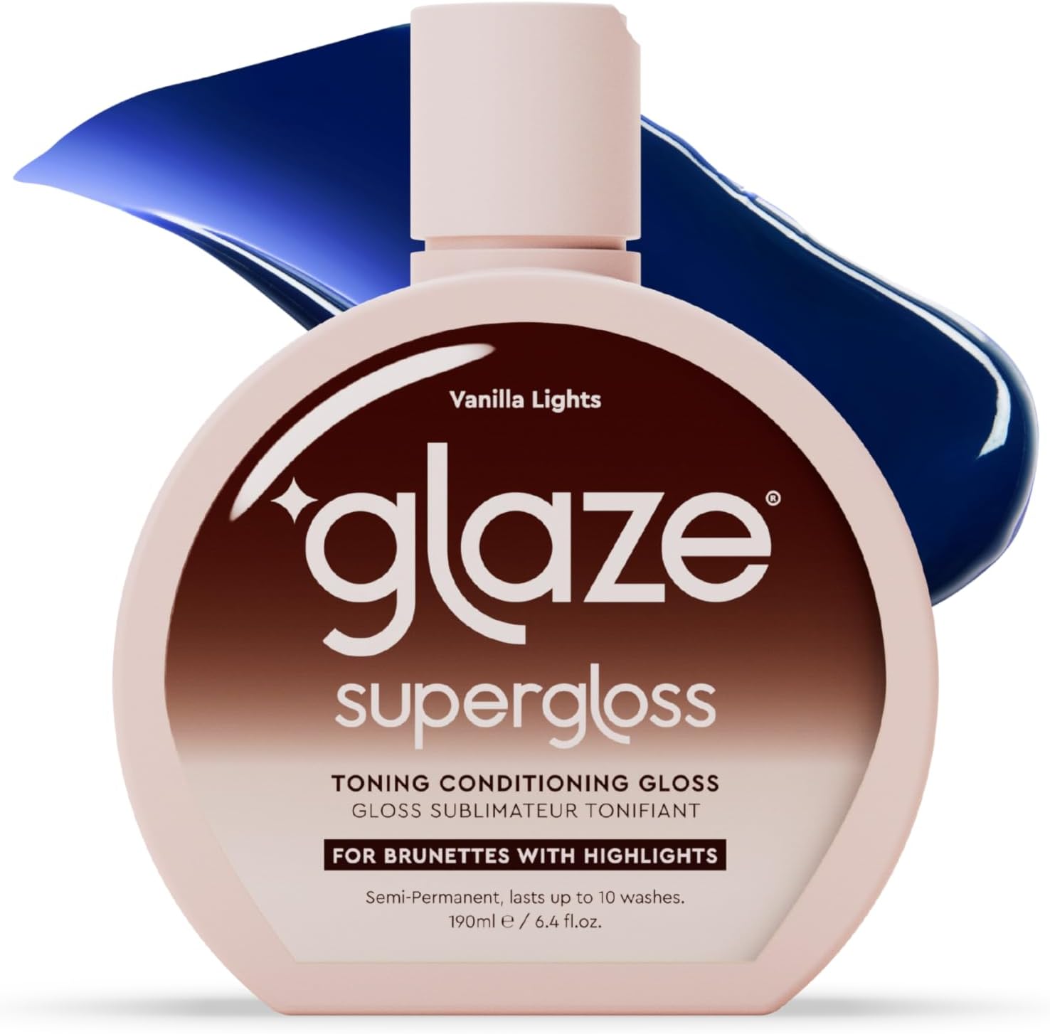Glaze Supergloss Purple Color Toning Gloss – Hydrating Semi-Permanent Colour Hair Gloss & Shine Boost – For Blonde and Light Brown Hair With Highlights – 190ml - Vanilla Lights